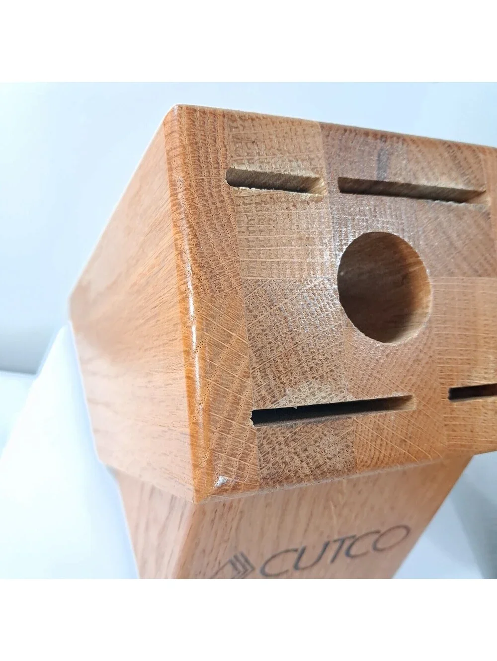 Vintage Cutco 5 Slot Knife Block Holder Wooden Wood Honey Oak knives
